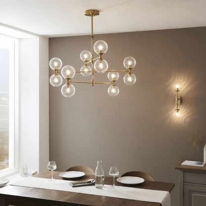 Vitali 12 Light Brass & Glass Pendant Ceiling Light