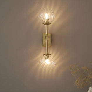 Vitali 2 Light Brass & Glass Wall Light