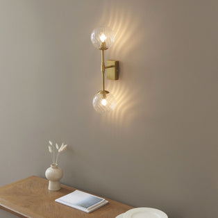 Vitali 2 Light Brass & Glass Wall Light
