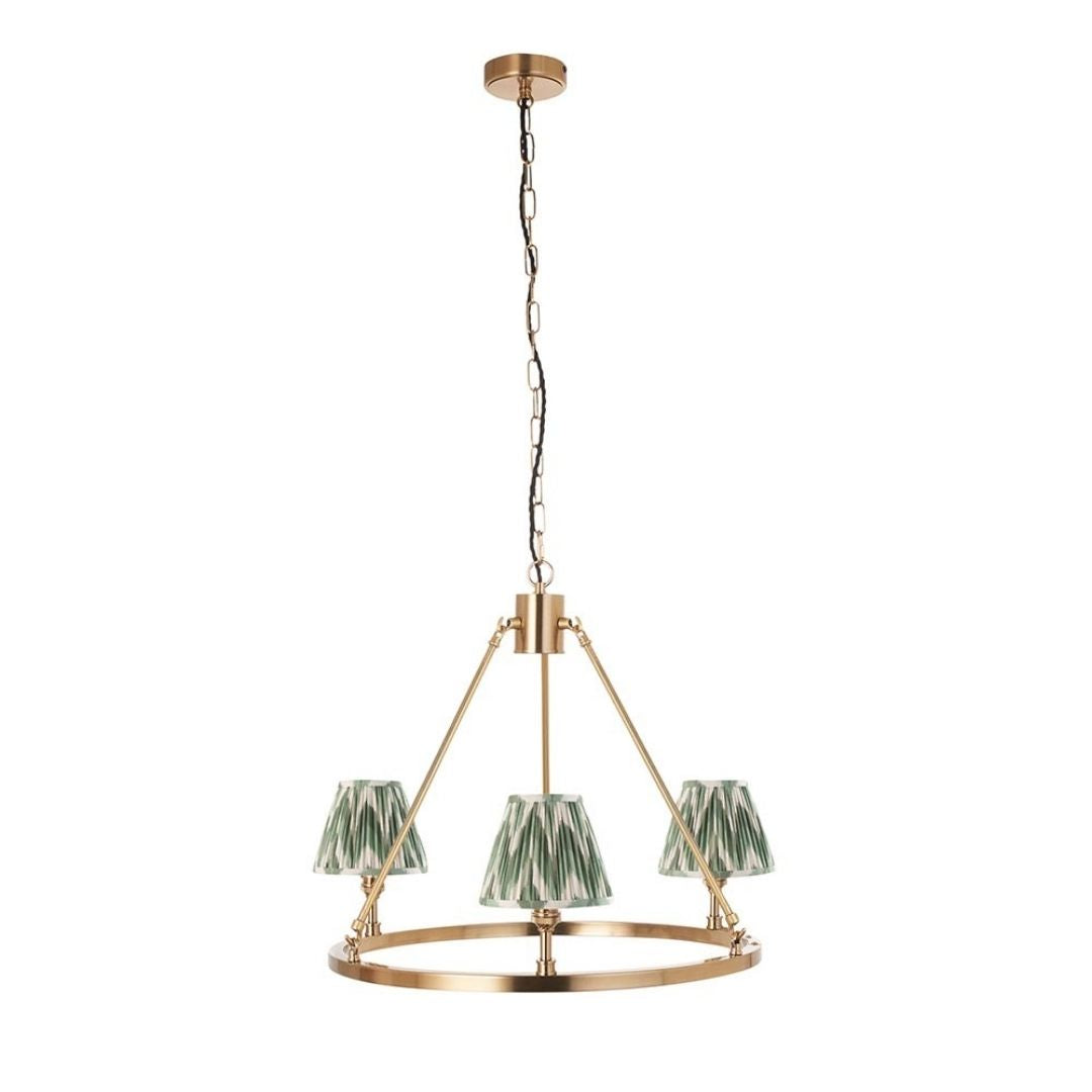 Chester & Zigzag 3 Light Brass Pendant Ceiling Light