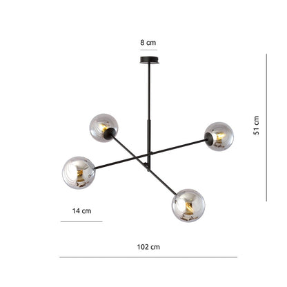 Linear 4 Light Pendant Black & Graphite