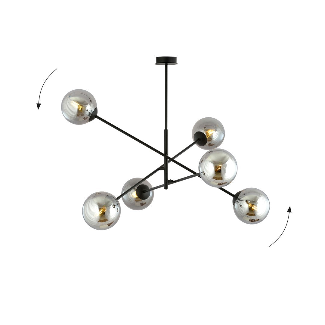 Linear 6 Light Pendant Black & Graphite