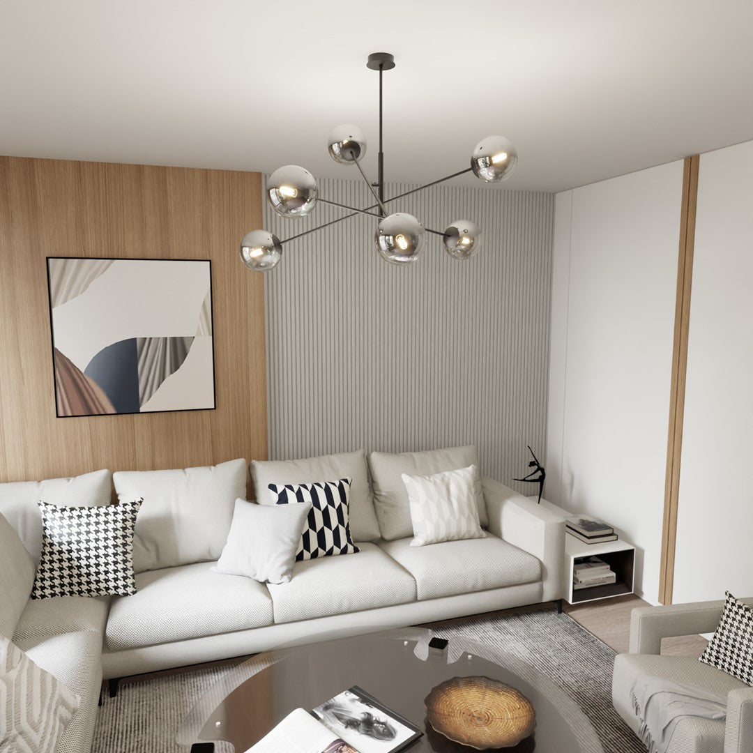 Linear 6 Light Pendant Black & Graphite