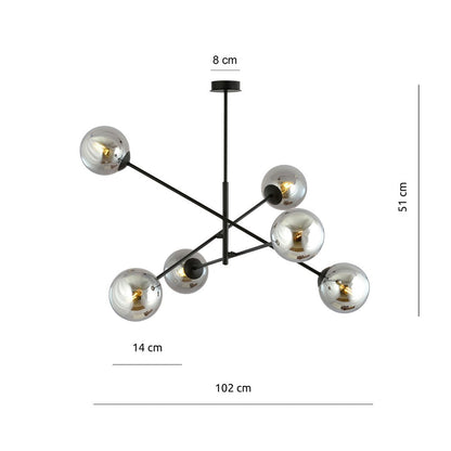 Linear 6 Light Pendant Black & Graphite