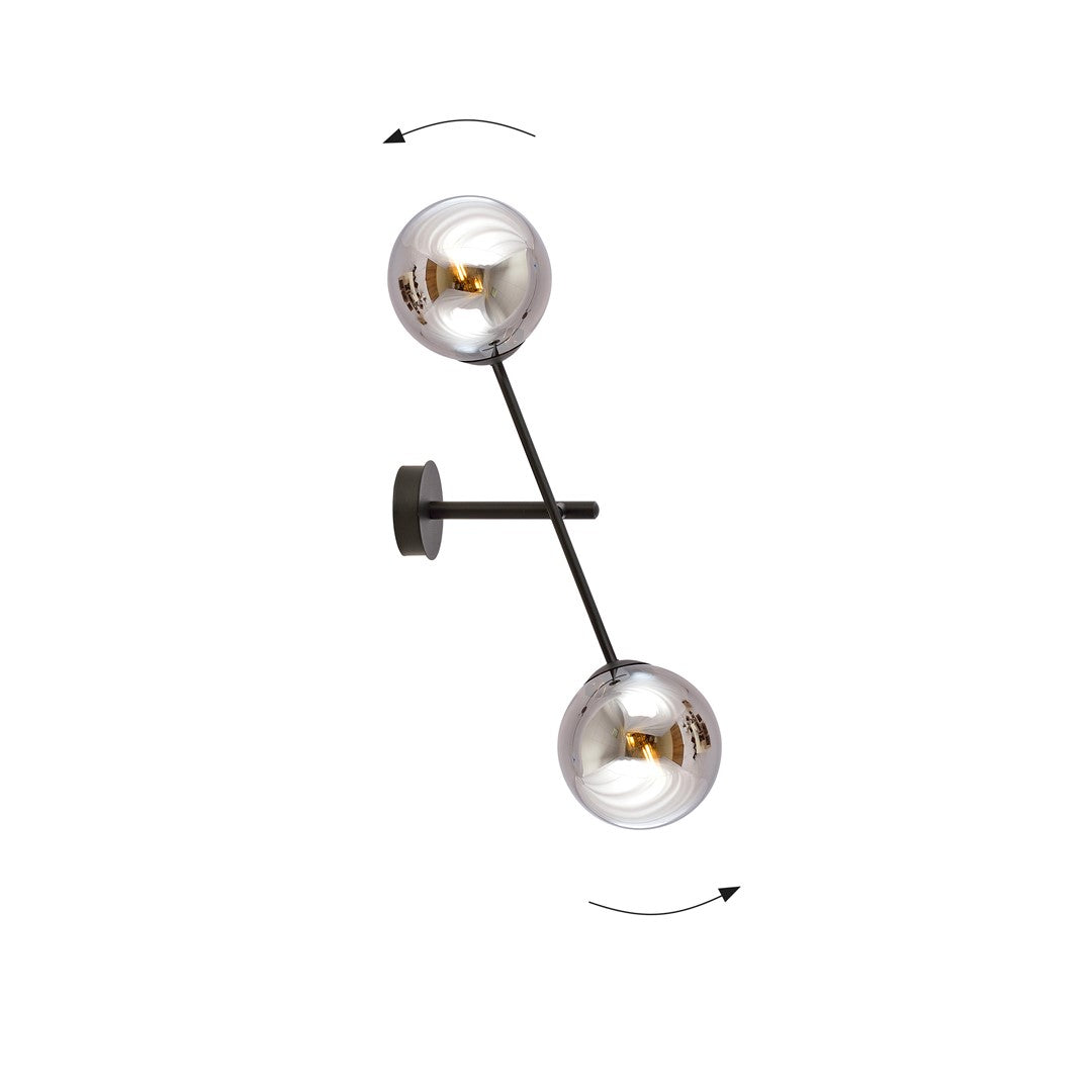 Linear 2 Light Wall Light Black & Graphite