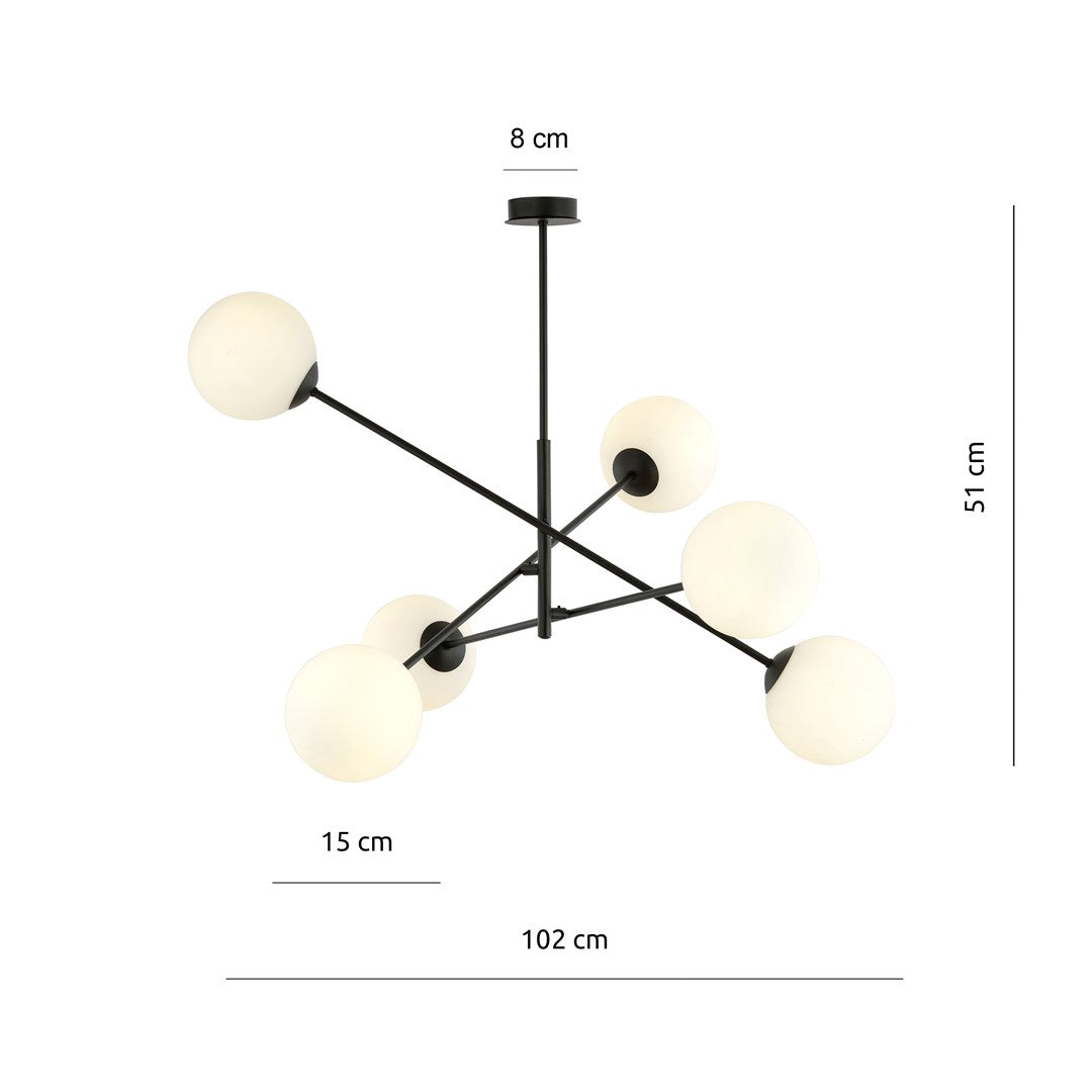 Linear 6 Light Pendant Black & White