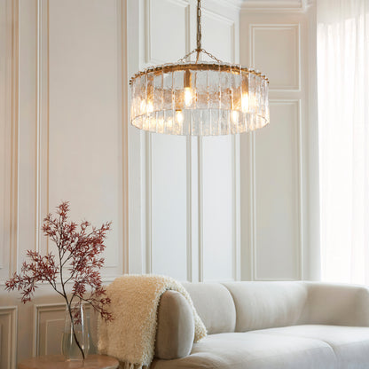 Karine 5 Light Pendant Brushed Aged Brass