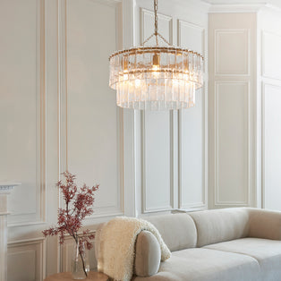 Karine 5 Light Tiered Pendant Brushed Aged Brass