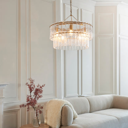 Karine 5 Light Tiered Pendant Brushed Aged Brass