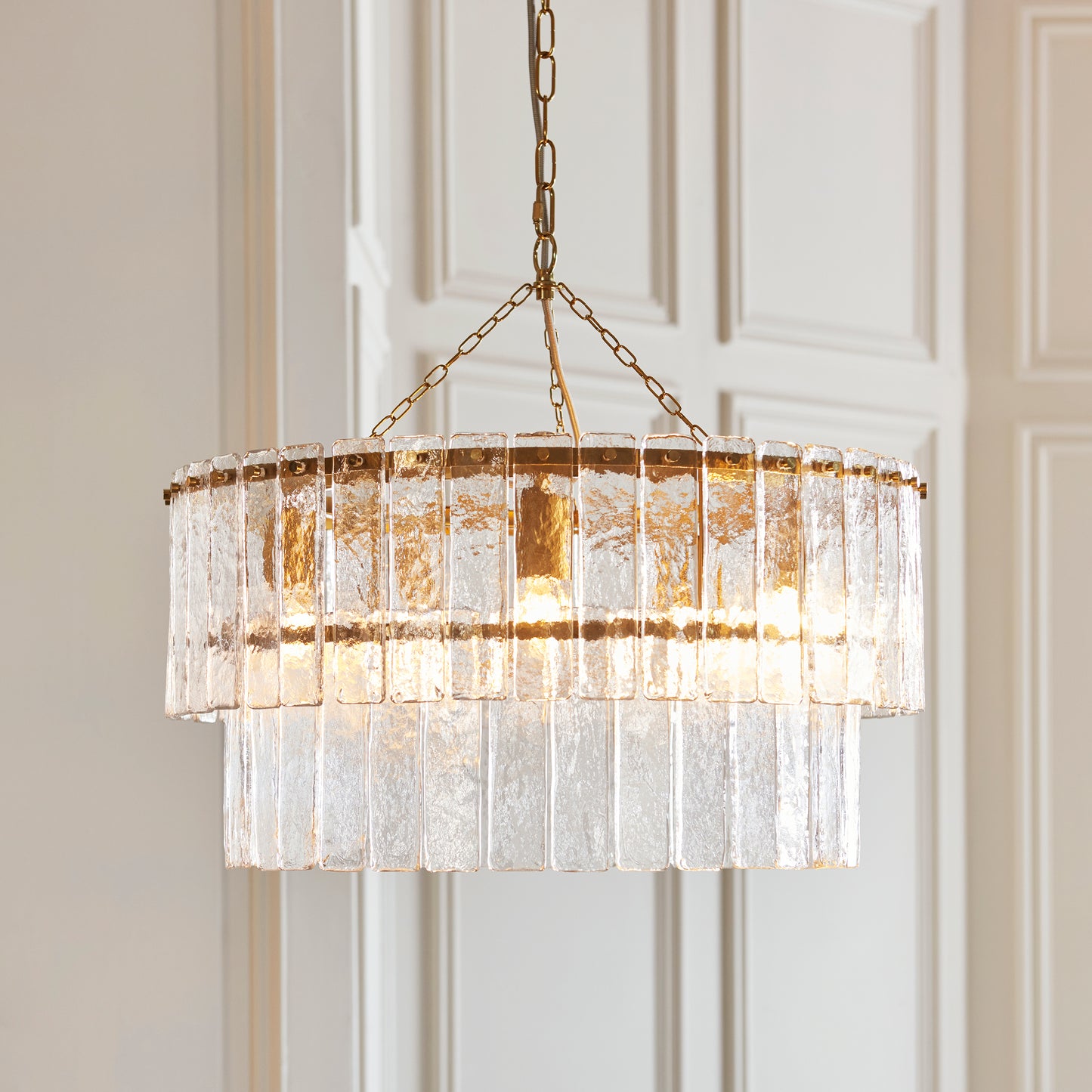 Karine 5 Light Tiered Pendant Brushed Aged Brass
