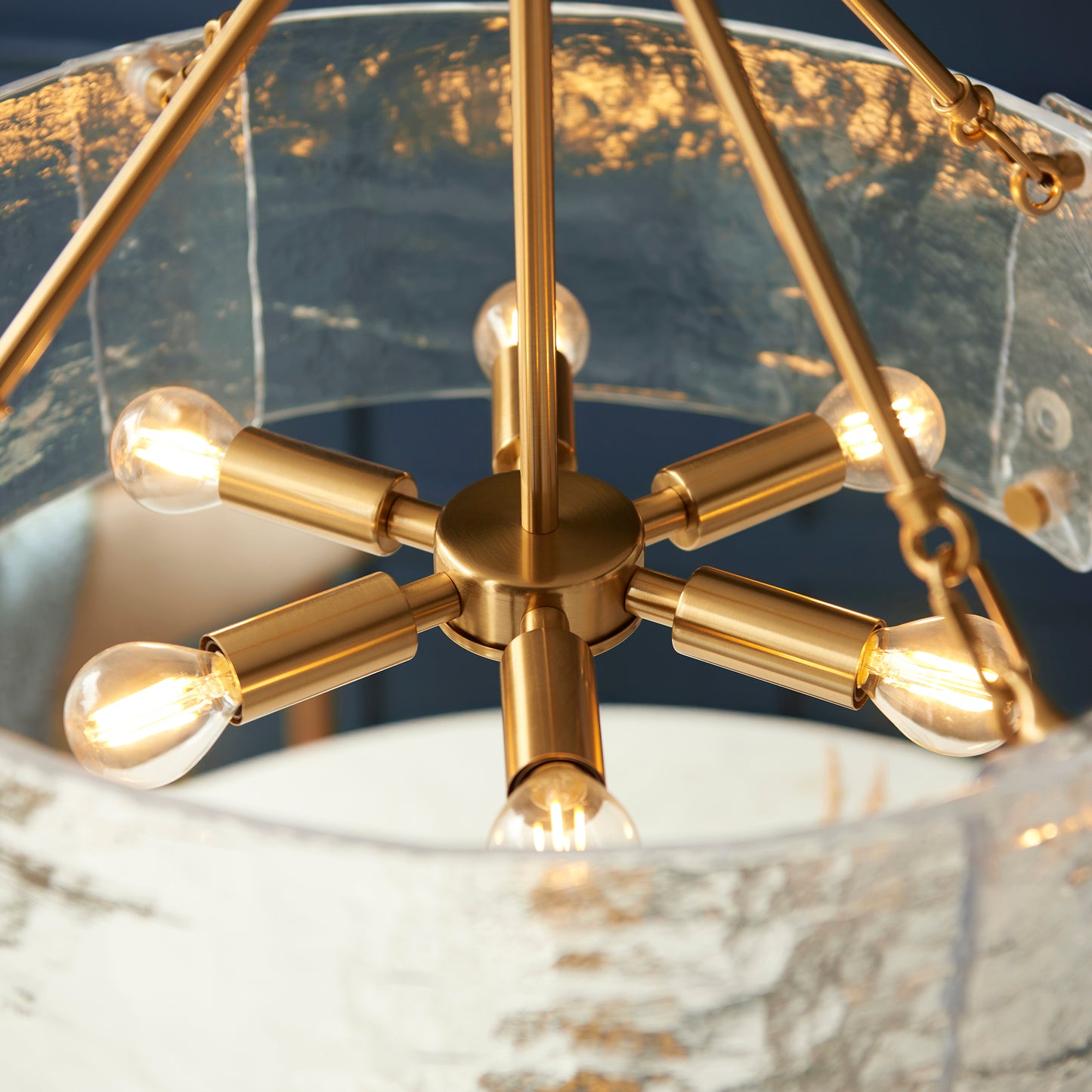 Keller 6 Light Pendant Brushed Aged Brass