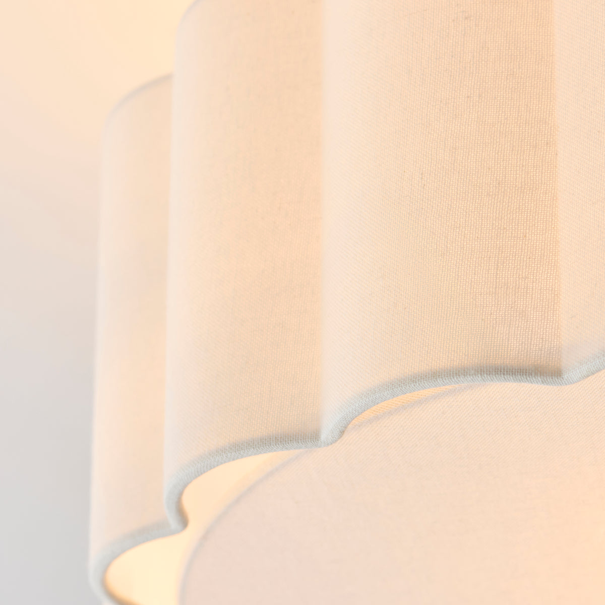 Serene 2 Light Aged Brass & White Cotton Flush Ceiling Light