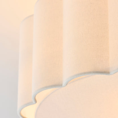Serene 2 Light Aged Brass & White Cotton Flush Ceiling Light