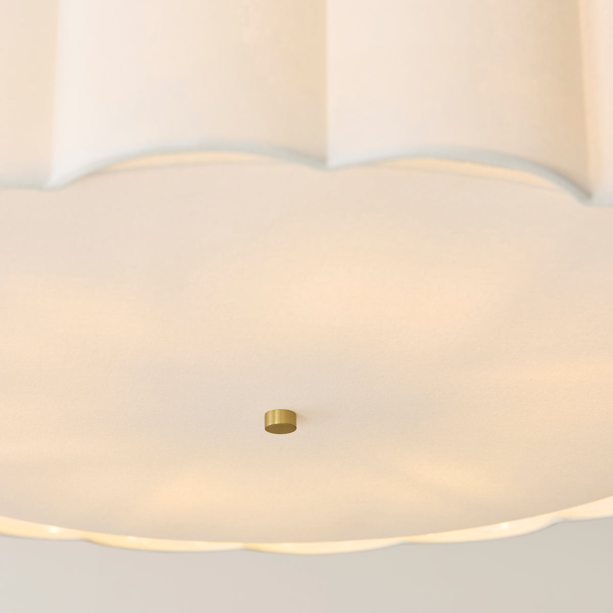 Serene 6 Light Aged Brass & White Cotton Pendant Ceiling Light