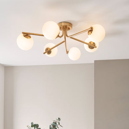 Aaron 6 Light Semi Flush Brass
