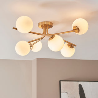 Aaron 6 Light Semi Flush Brass