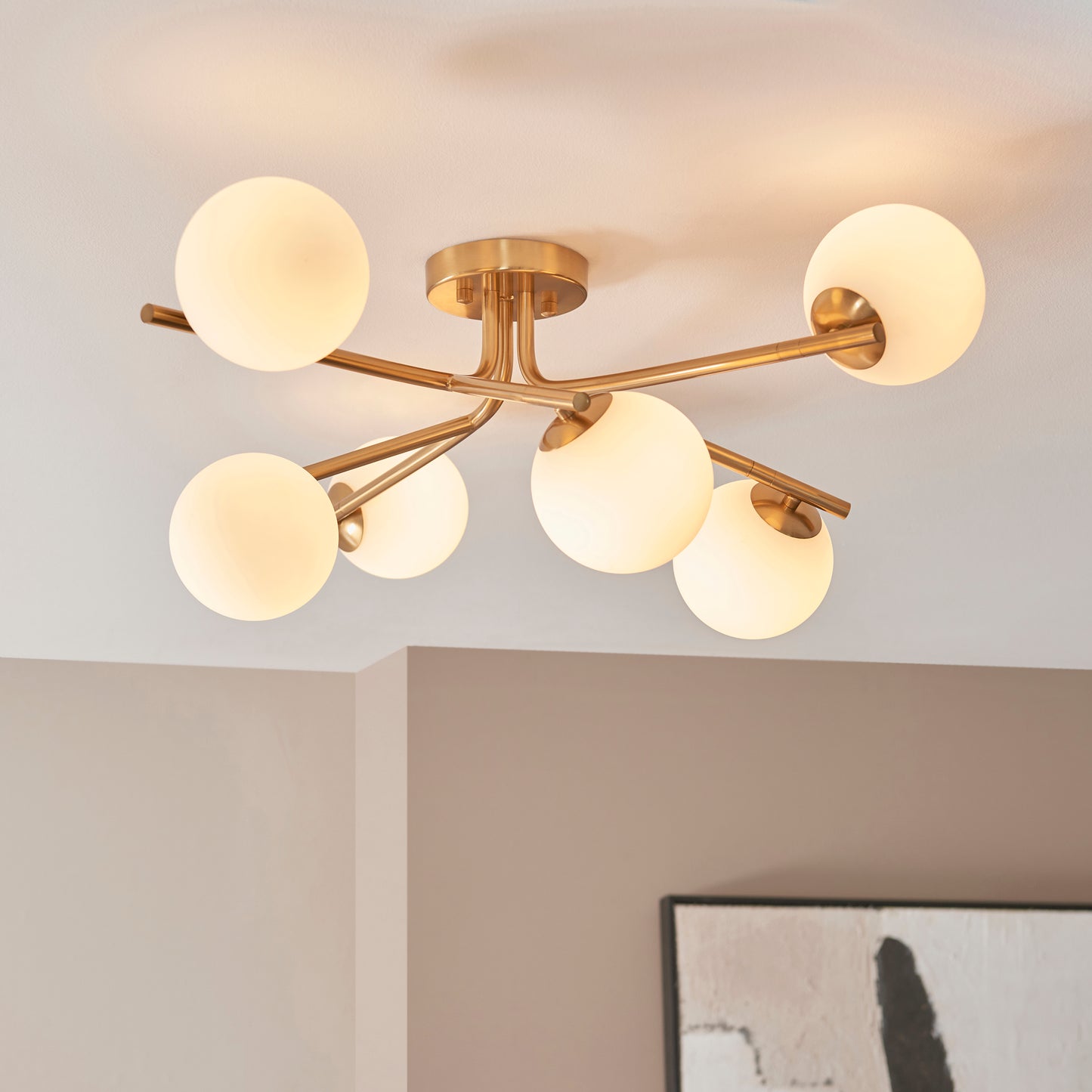 Aaron 6 Light Semi Flush Brass