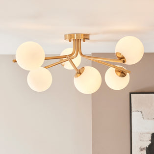 Aaron 6 Light Semi Flush Brass