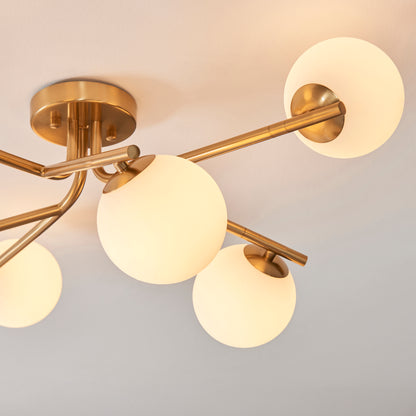 Aaron 6 Light Semi Flush Brass