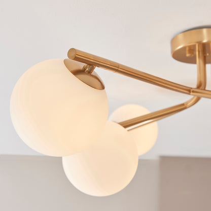 Aaron 6 Light Semi Flush Brass