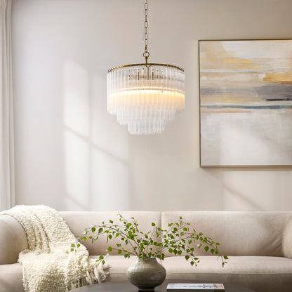 Montpellier 3 Light Aged Brass & Ribbed Glass Pendant light
