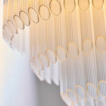 Montpellier 3 Light Aged Brass & Ribbed Glass Pendant light