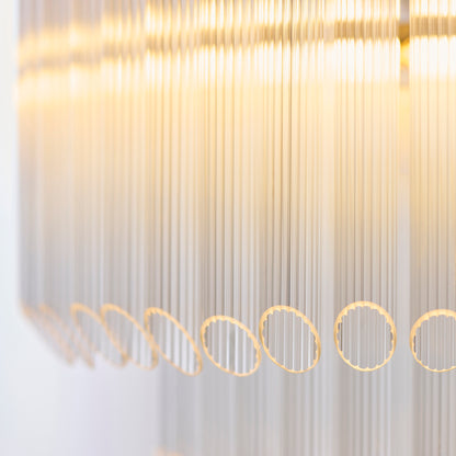 Montpellier 3 Light Aged Brass & Ribbed Glass Pendant light