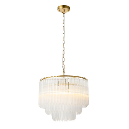 Montpellier 3 Light Aged Brass & Ribbed Glass Pendant light