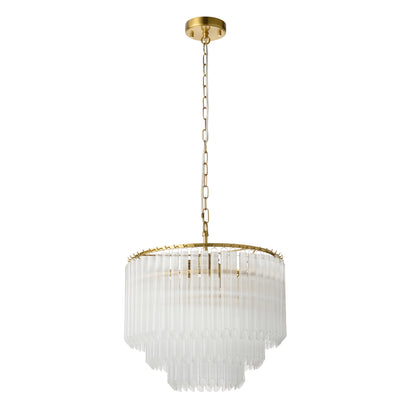 Montpellier 3 Light Aged Brass & Ribbed Glass Pendant light