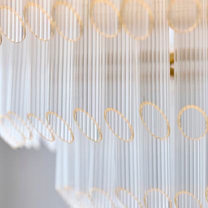Montpellier 6 Light Aged Brass & Ribbed Glass Pendant Light