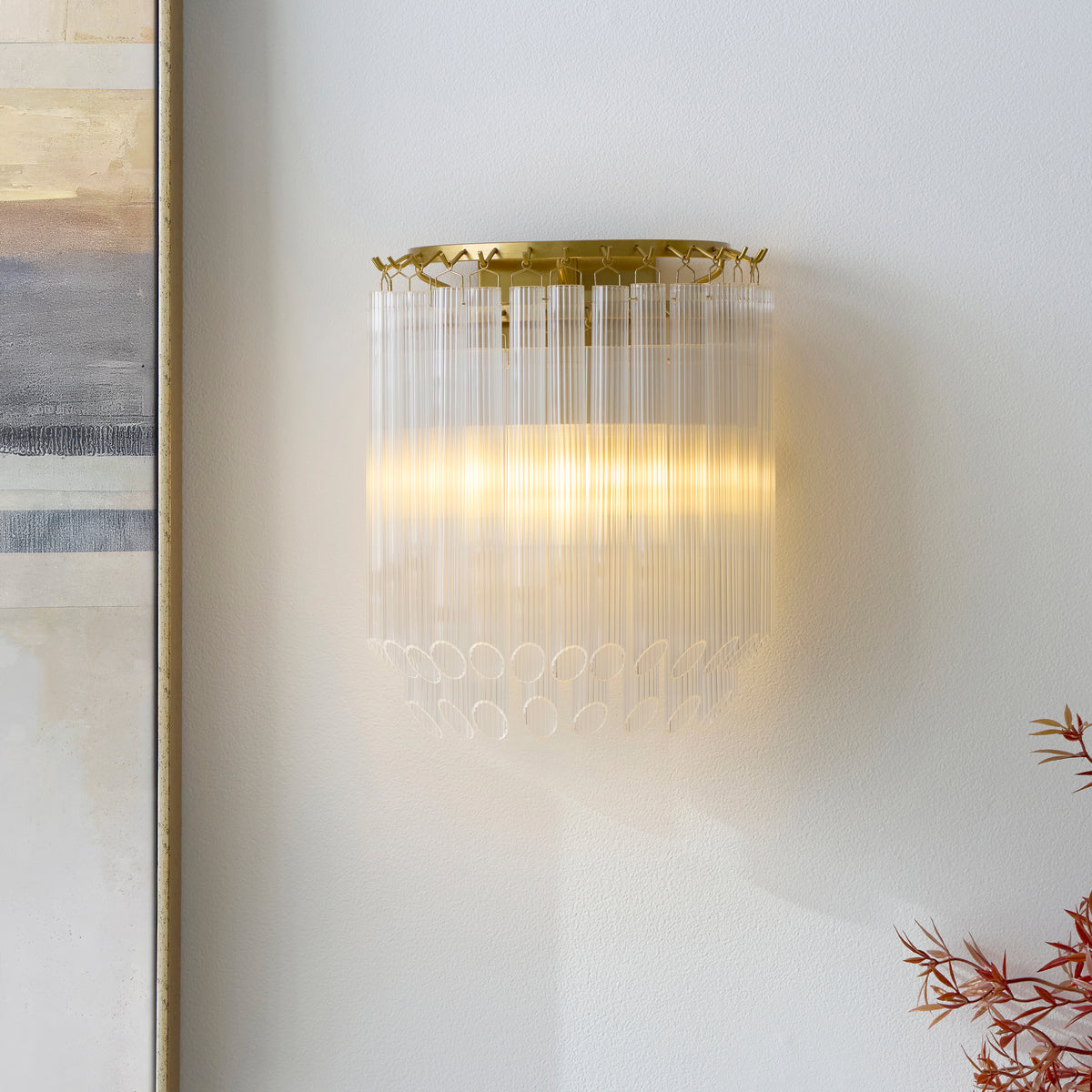 Montpellier Aged Brass & Ribbed Glass Wall Light