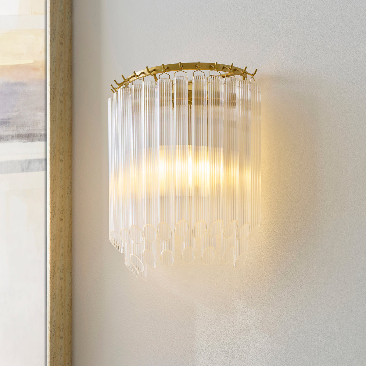 Montpellier Aged Brass & Ribbed Glass Wall Light