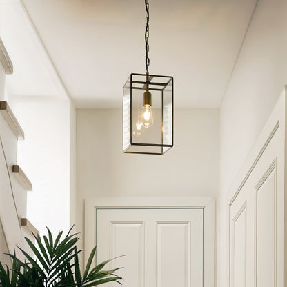 Hammond Grand Aged Brass & Clear Glass Pendant Ceiling Light