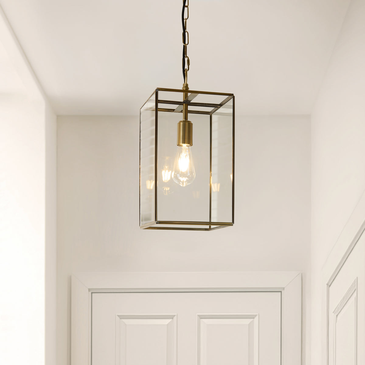 Hammond Grand Aged Brass & Clear Glass Pendant Ceiling Light