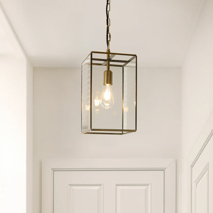 Hammond Grand Aged Brass & Clear Glass Pendant Ceiling Light