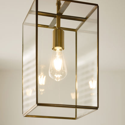 Hammond Grand Aged Brass & Clear Glass Pendant Ceiling Light