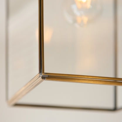 Hammond Grand Aged Brass & Clear Glass Pendant Ceiling Light