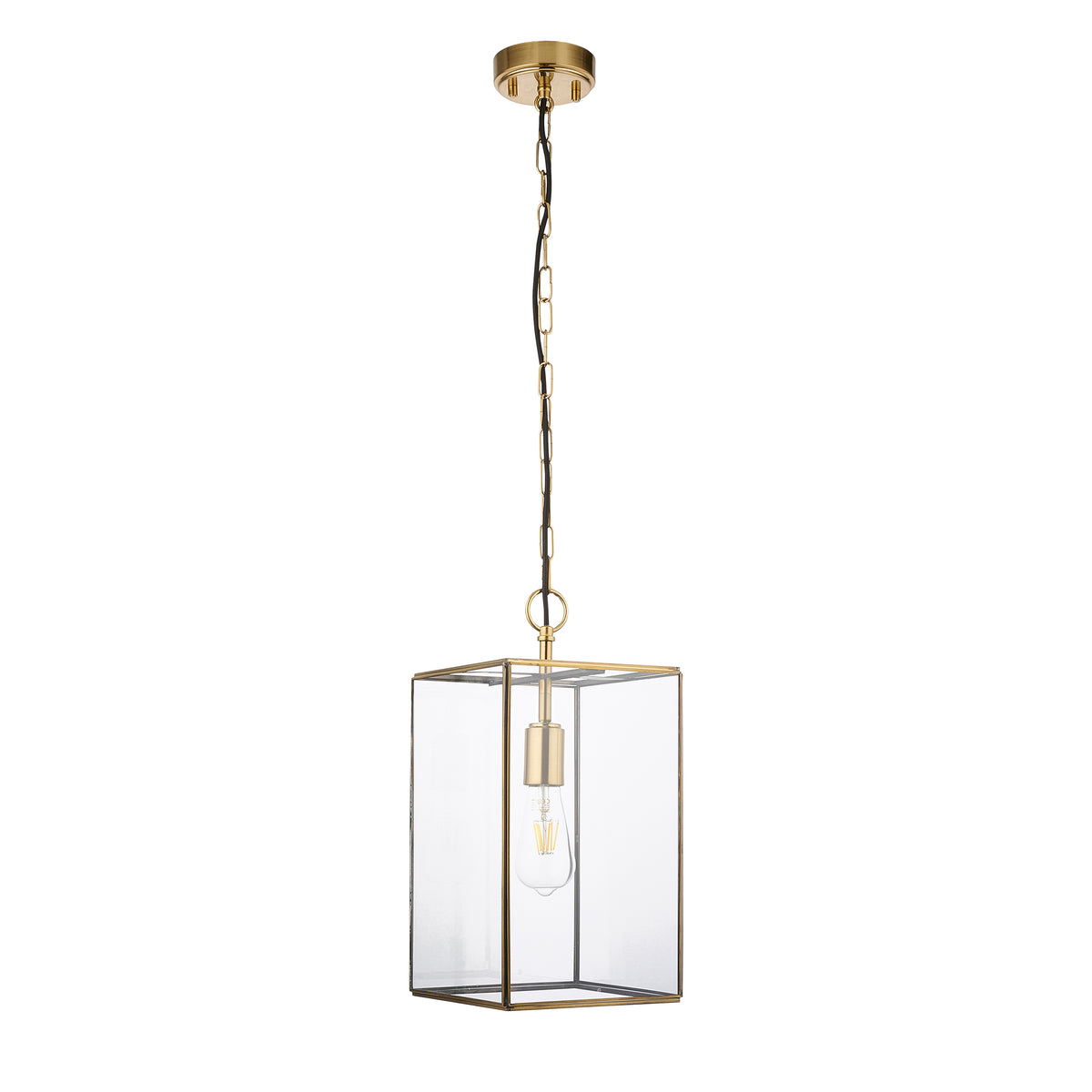 Hammond Grand Aged Brass & Clear Glass Pendant Ceiling Light