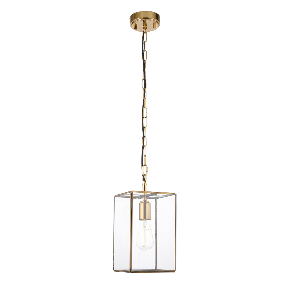 Hammond Aged Brass & Clear Glass Pendant Ceiling Light