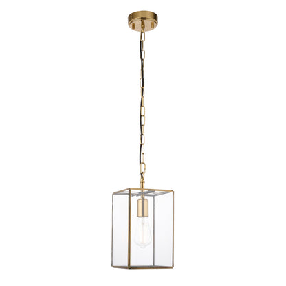 Hammond Aged Brass & Clear Glass Pendant Ceiling Light