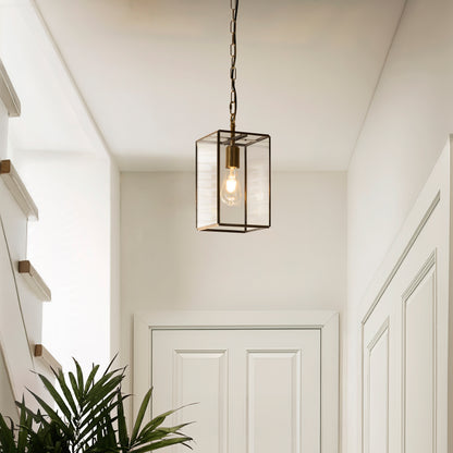Hammond Aged Brass & Clear Glass Pendant Ceiling Light