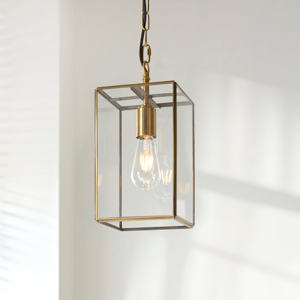 Hammond Aged Brass & Clear Glass Pendant Ceiling Light
