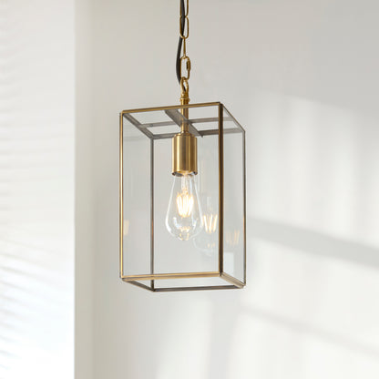 Hammond Aged Brass & Clear Glass Pendant Ceiling Light