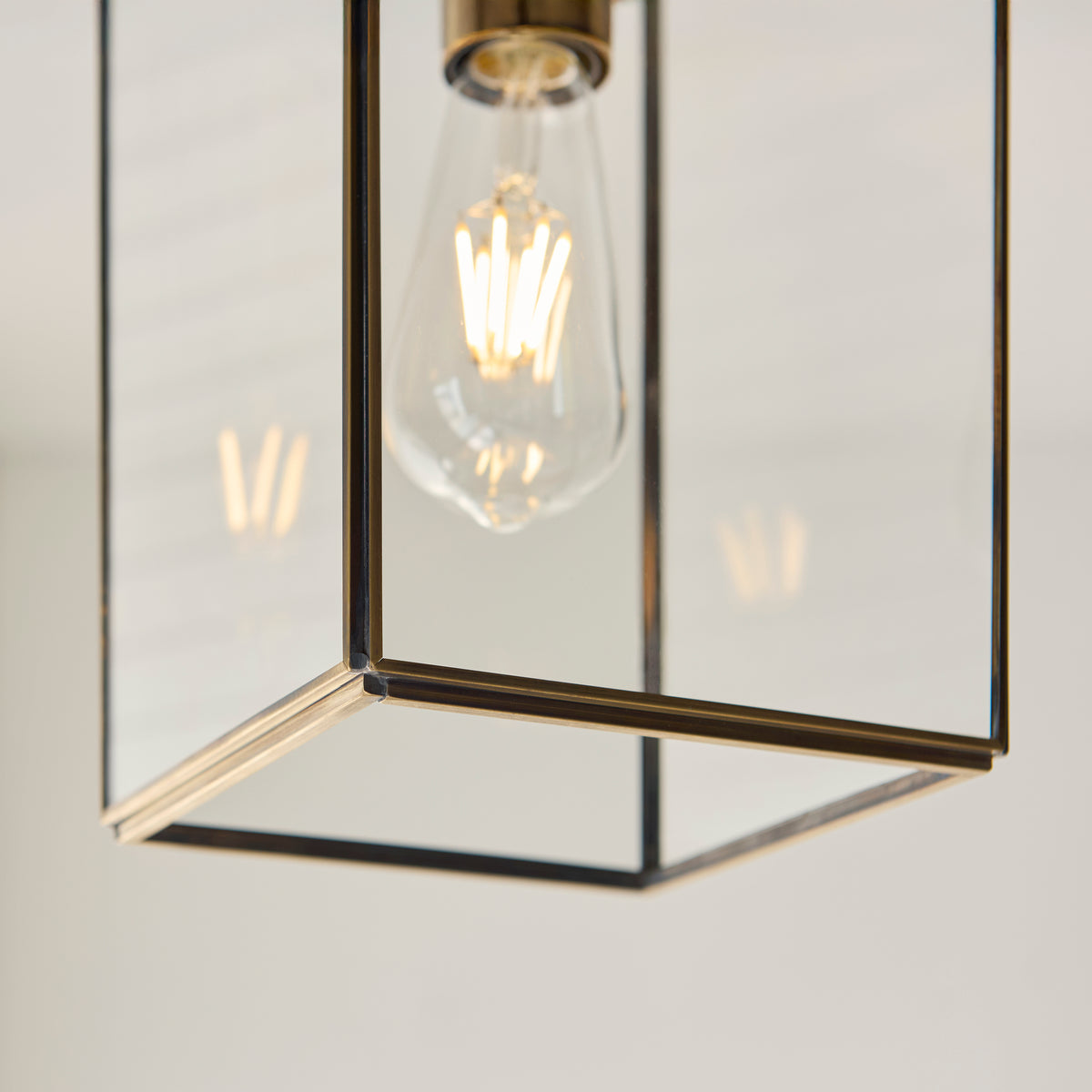 Hammond Aged Brass & Clear Glass Pendant Ceiling Light