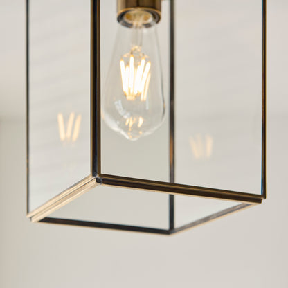 Hammond Aged Brass & Clear Glass Pendant Ceiling Light
