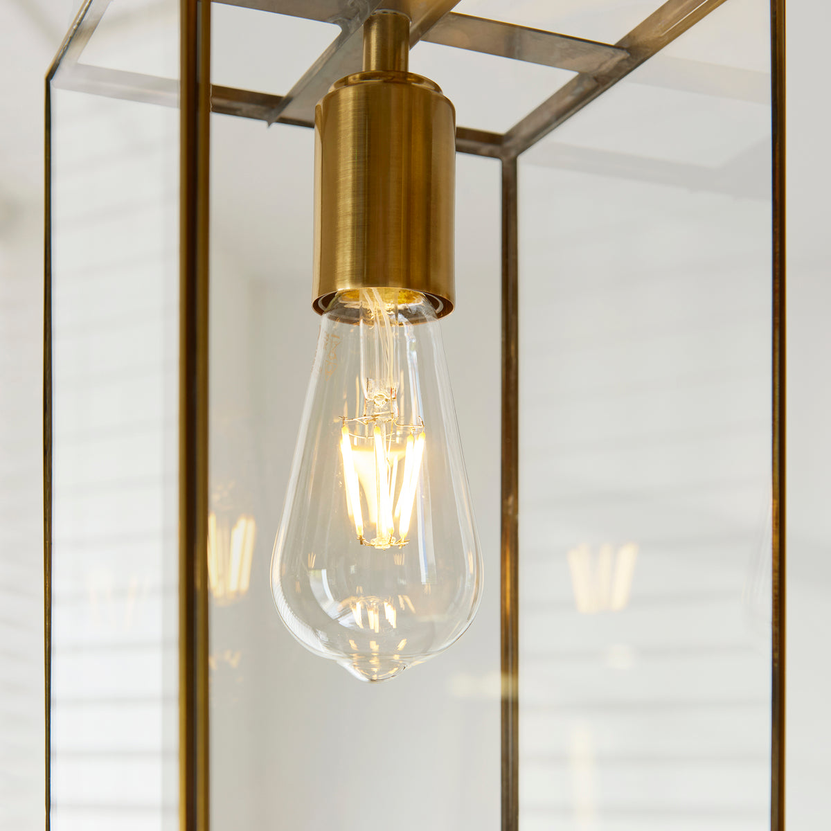 Hammond Aged Brass & Clear Glass Pendant Ceiling Light