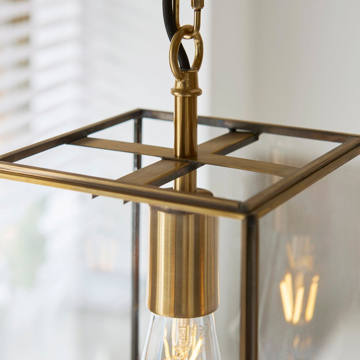 Hammond Aged Brass & Clear Glass Pendant Ceiling Light