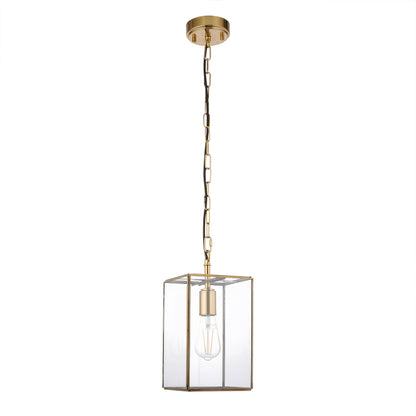 Hammond Aged Brass & Clear Glass Pendant Ceiling Light