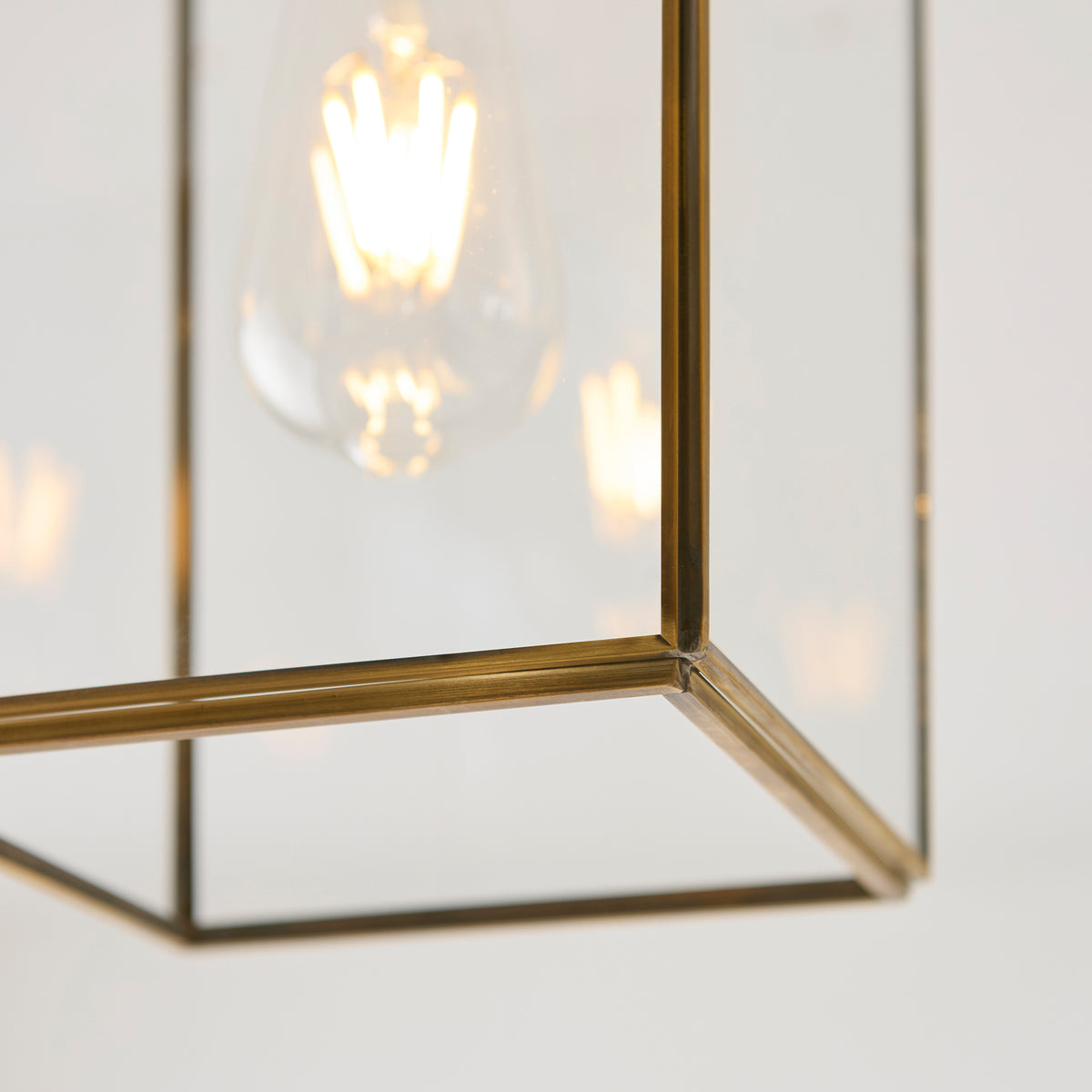 Hammond Aged Brass & Clear Glass Flush Ceiling Light