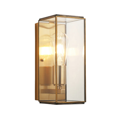 Hammond Aged Brass & Clear Glass Wall Light